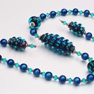 Turquoise & Purple Spiral Lampwork Glass Set